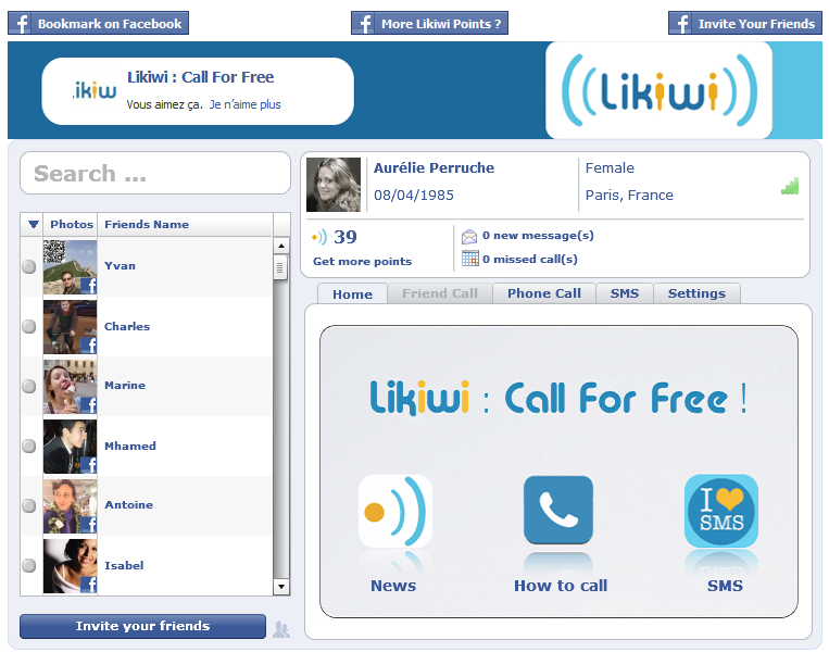 Nouvelle application Likiwi sur le site Internet pour téléphoner gratuitement